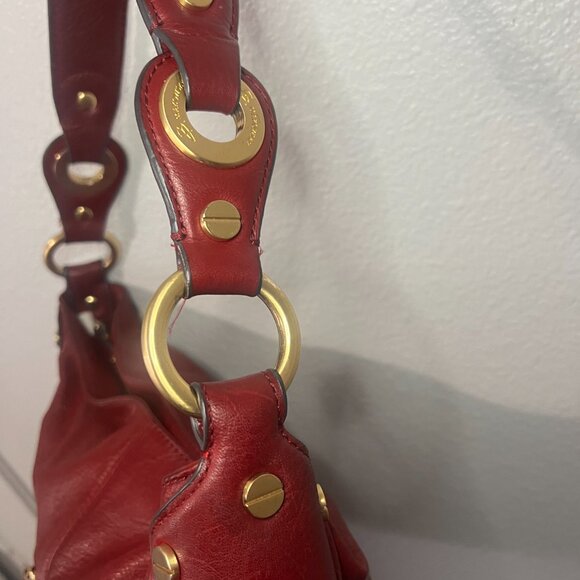 B. Makowsky Red Leather Hobo Bag - Picture 5 of 15